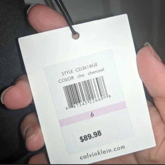 Brand New Calvin Klein Sheath Dress in Charcoal Gray w/Logo Belt - Picture 6 of 7